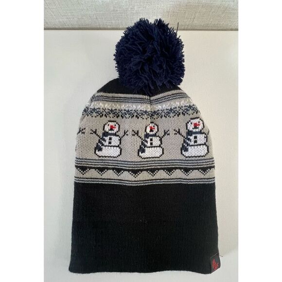 NWT Giant Garments Winter Snowman Patterned Beanie With Pom Pom On Top - Picture 1 of 5